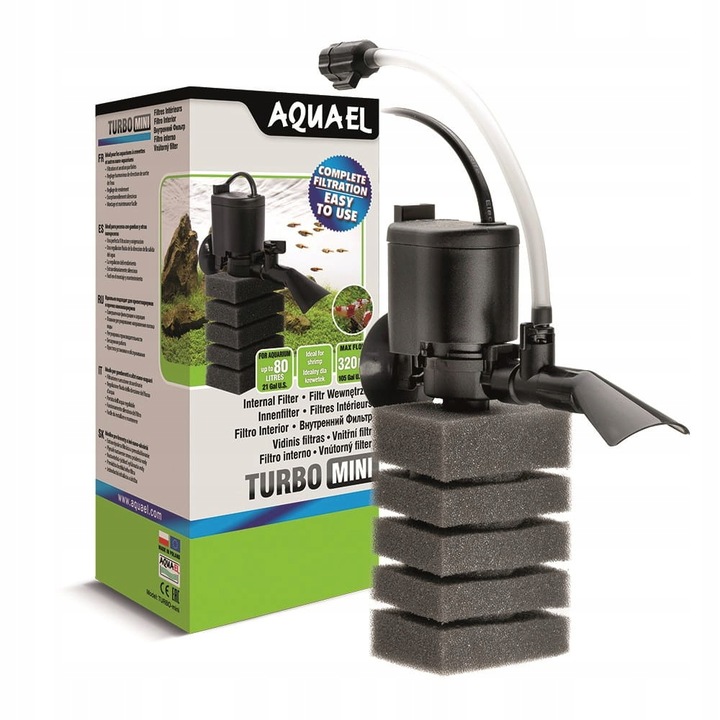 Aquael Turbo Mini Mały Filtr Wewnętrzny Gąbkowy Do Akwarium 10-80L