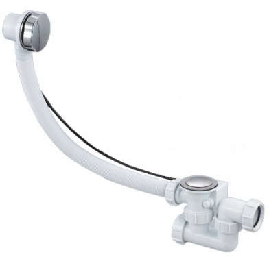 SYFON WANNOWY AUTOMATYCZNY Z POKRĘTŁEM CHROMOWANY CHROM DO WANNY