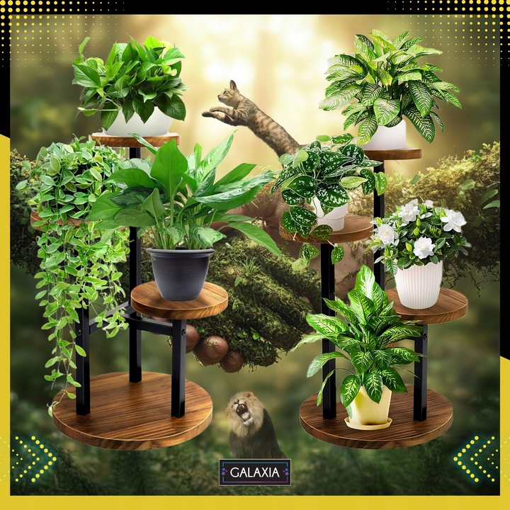 KWIETNIK STOJĄCY Stojak na Kwiaty Kwiatki Rośliny Metalowy Drewniany Loft