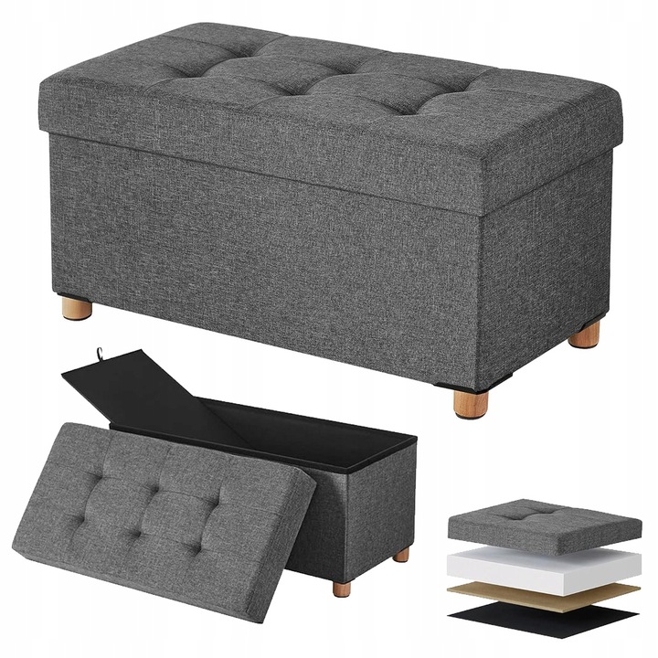 Ławka ZE SCHOWKIEM do siedzenia 76 x 40 x 38 PUFA podnóżek TABORET