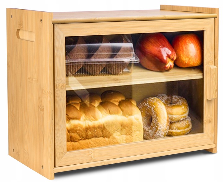 Chlebak Bambusowy Drewniany Pojemnik Na Chleb Bułki Pieczywo Duży z