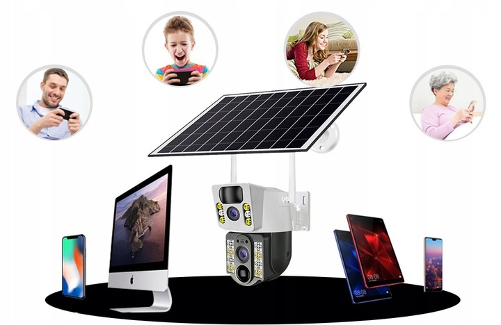 ZEWNĘTRZNA KAMERA SOLARNA TYP-C DWA OBIEKTYWY 8MPx NA KARTE SIM 4G LTE ZOOM