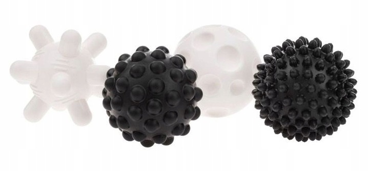 AKUKU Piłeczki SENSORYCZNE KONTRASTOWE CZARNO BIAŁE piłki SENSORKY od 0m+