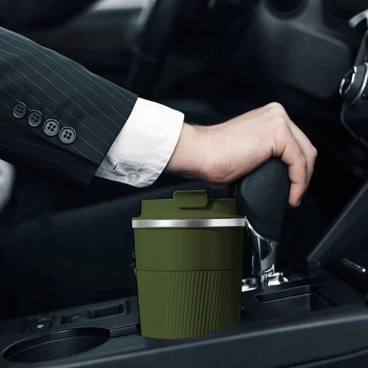 ANTYPOŚLIZGOWY KUBEK TERMICZNY USTNIK TERMOS na herbatę kawę DO SAMOCHODU