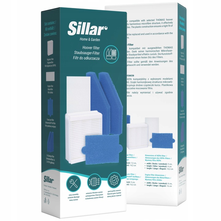 Zestaw filtrów Sillar do odkurzacza wodnego Thomas Aqua+ Pet & Family