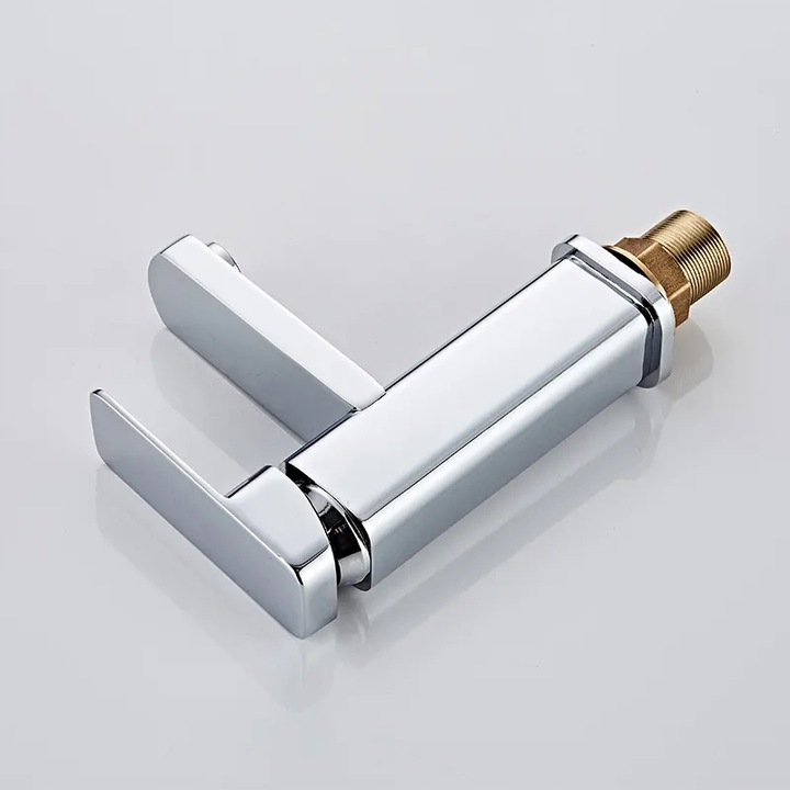 BATERIA ŁAZIENKOWA UMYWALKOWA KRAN STOJĄCA KWADRAT DO UMYWALKI CUBE CHROM