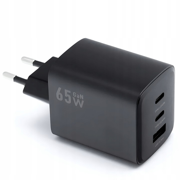 ŁADOWARKA SIECIOWA SZYBKA 65W GaN USB 2x USB-C PD QC 4.0 MOCNA UNIWERSALNA