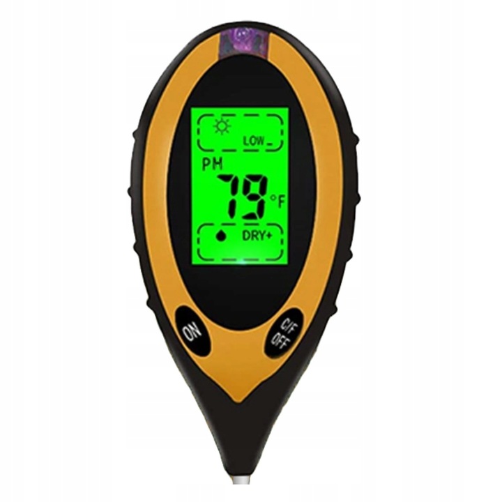 KWASOMIERZ GLEBOWY 4w1 MIERNIK DO GLEBY PH WILGONOŚĆ ZIEMI TESTER OGRODOWY