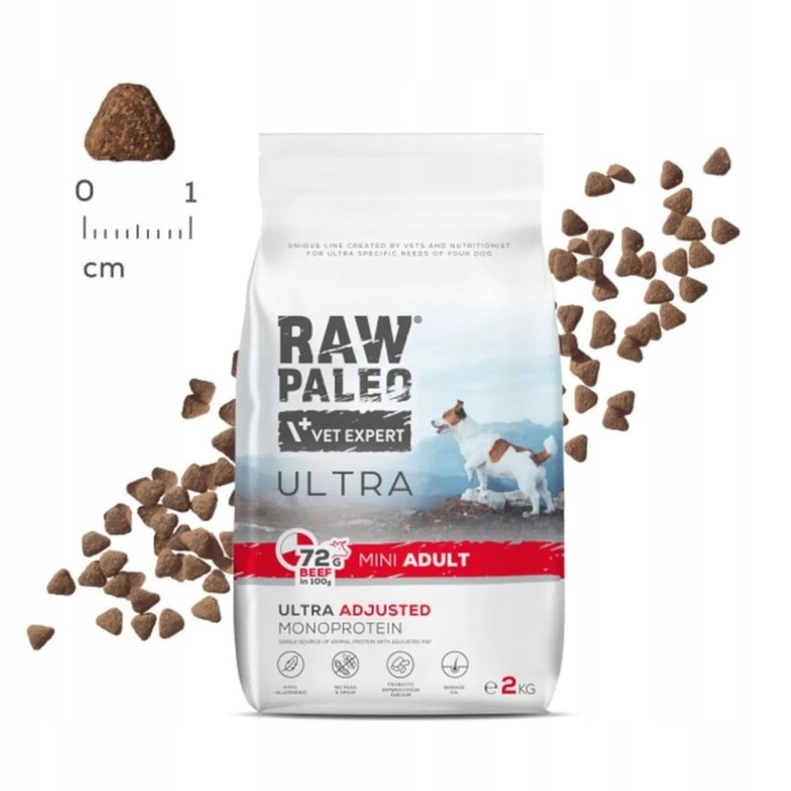 Raw Paleo Ultra Beef Adult Mini 2kg Karma z Wołowiną Dla Psów Ras Małych