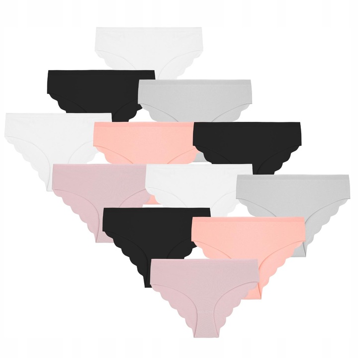 12x Majtki Damskie Bezszwowe Figi Bawełniane Gładkie MORAJ M