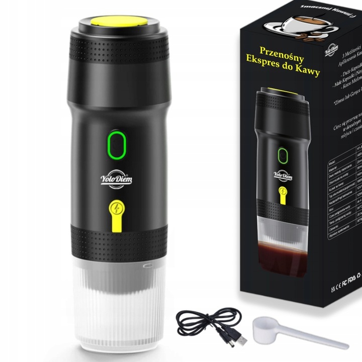 PRZENOŚNY EKSPRES DO KAWY 125W 3W1 Turystyczny Bezprzewodowy