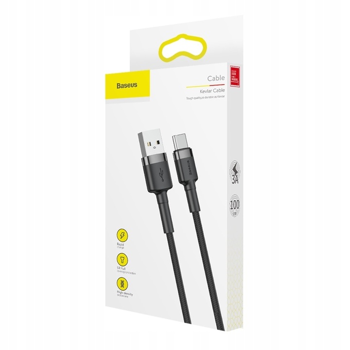 BASEUS KABEL USB / USB C SZYBKI QUICK CHARGE 3A MOCNY PRZEWÓD W OPLOCIE 1M