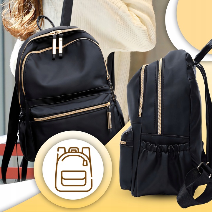 PLECAK DAMSKI MIEJSKI CZARNY POJEMNY DAMSKA TORBA NA RAMIĘ DO PRACY SZKOŁY