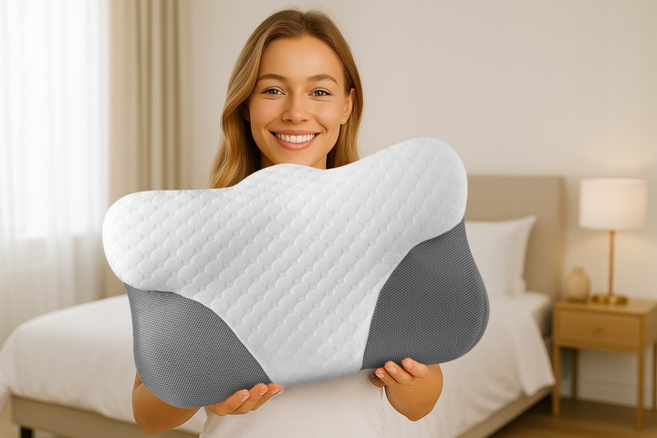 PODUSZKA ORTOPEDYCZNA Z WGŁĘBIENIEM DO SPANIA NA BOKU PROFILOWANA DUŻA