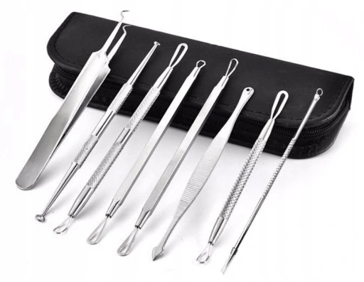 ZESTAW ŁYŻECZKI UNY DO USUWANIA WĄGRÓW ZASKÓRNIKÓW NARZĘDZIA DWUSTRONE ETUI