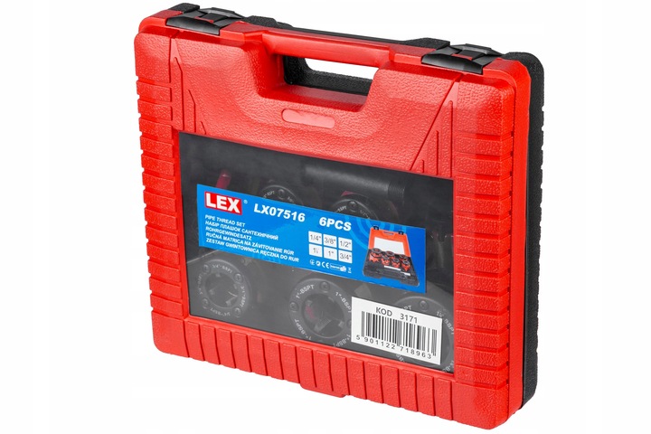 GWINTOWNICA RĘCZNA DO RUR grzechotka ZESTAW 6 narzynek głowic 1/4"–1