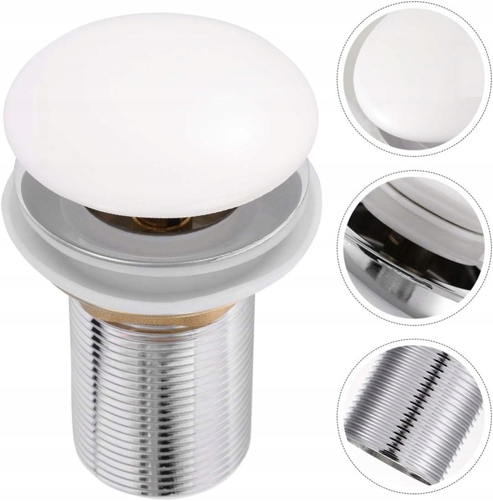 KOREK DO UMYWALKI CERAMICZNY Biały umywalkowy BEZ PRZELEWU