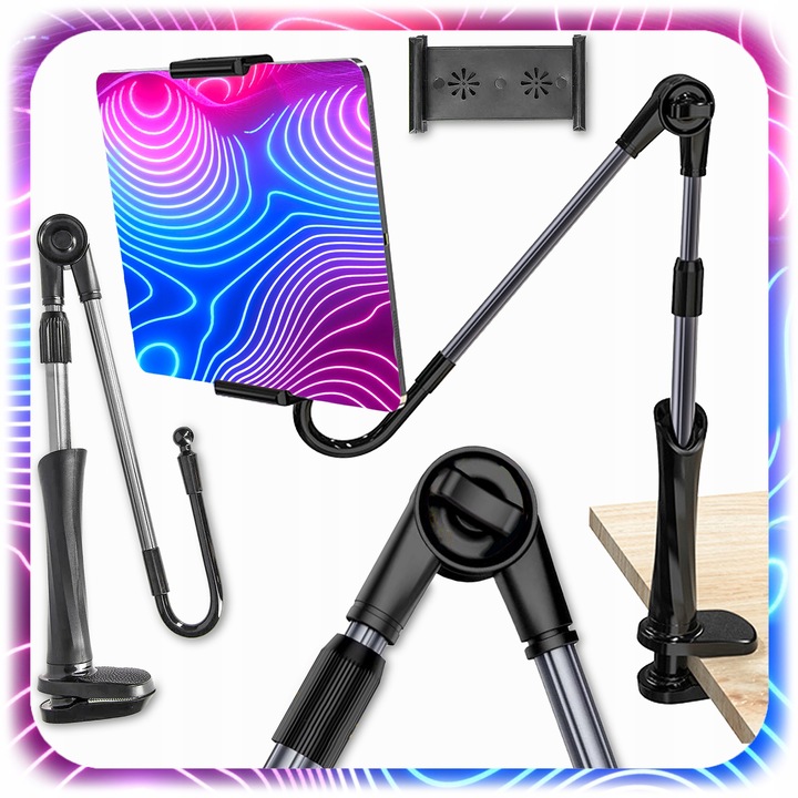 STOJAK NA TELEFON TABLET BIURKOWY Uchwyt Statyw do 13" PRZYKRĘCANY do Stołu