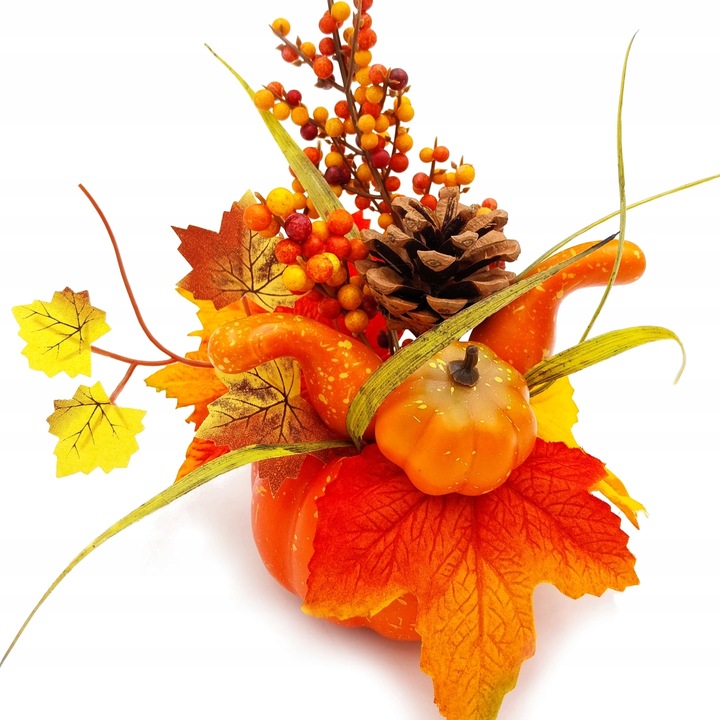 STROIK JESIENNY DYNIA Z KWIATAMI JESIENNA DEKORACJA STROIK NA STÓŁ