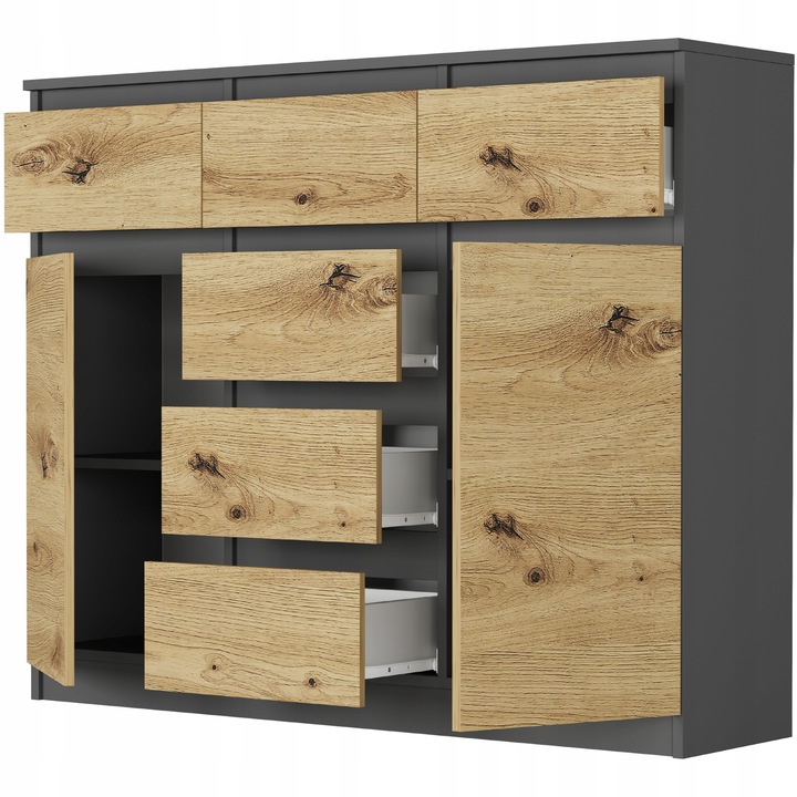 KOMODA 98CM SZAFKA 6 SZUFLAD ANTRACYT MIX ARTISAN S62D