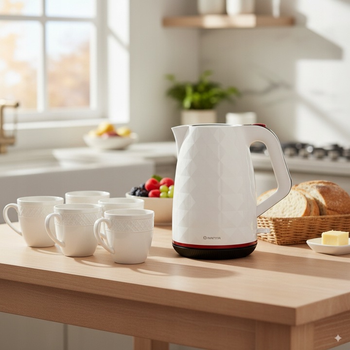 CZAJNIK ELEKTRYCZNY bezprzewodowy BIAŁY CICHY 2200W BEZ BPA FREE 1,7L