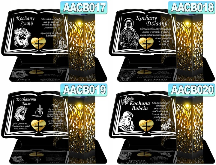 ZNICZ SOLARNY LED WIECZNY DLA TATY NA CMENTARZ GRÓB lampka Księga 3D