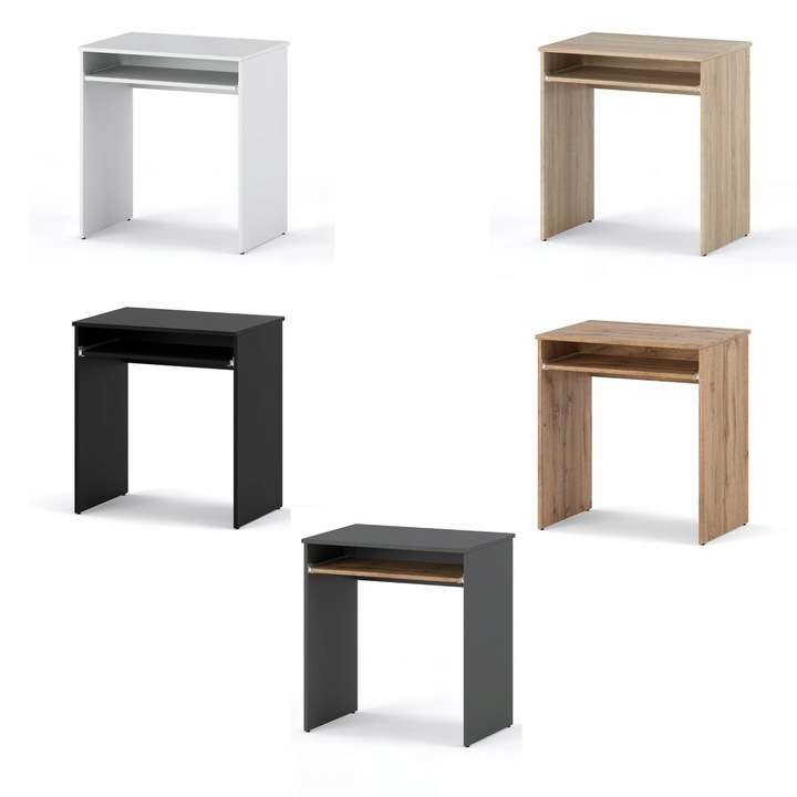 MAŁE BIURKO BIAŁE SZKOLNE 68 CM Z PÓŁKA NA KLAWIATURE KOMPUTEROWE