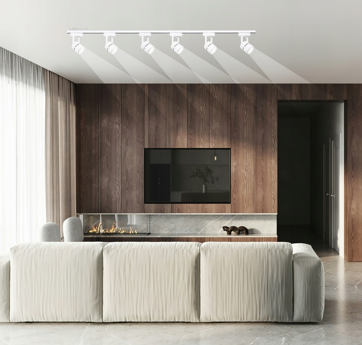 Zestaw 6x SPOT REFLEKTOR RUCHOMY BIAŁY NA GU10 + SZYNOPRZEWÓD Szyna 2m