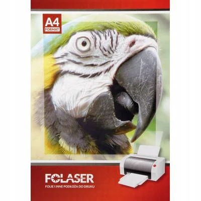 Folia samoprzylepna przezroczysta błyszcząca do drukarek laserowych 10A4