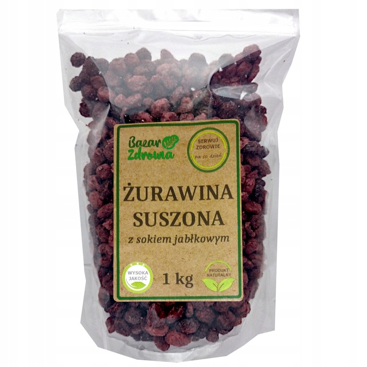 Żurawina cała suszona NATURALNA BEZ CUKRU z sokiem jabłkowym 1kg