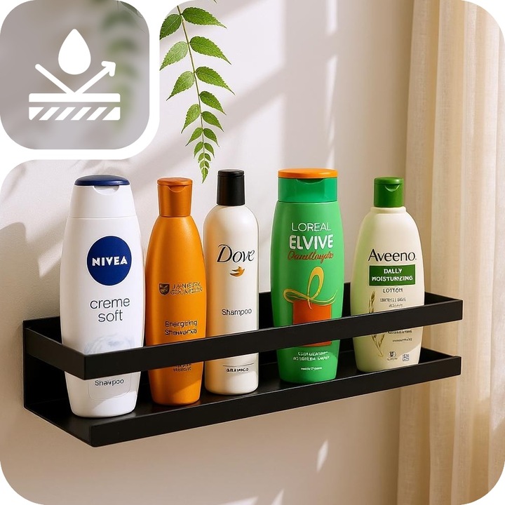 PÓŁKA ŁAZIENKOWA NA KOSMETYKI KUCHENNA CZARNA NA ŚCIANĘ XL 30cm LOFT