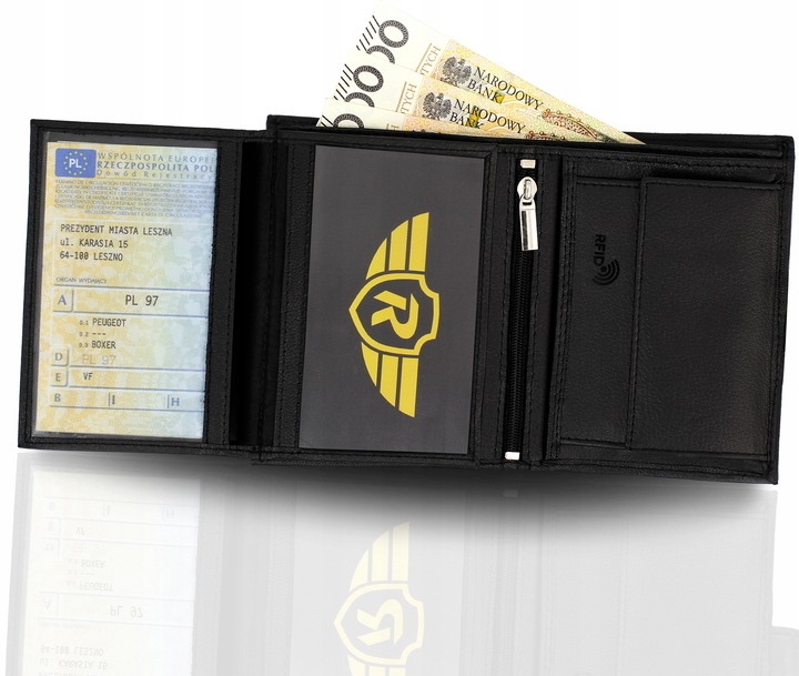 REVERSE Skórzany portfel męski skóra naturalna antykradzieżowy ochrona RFID