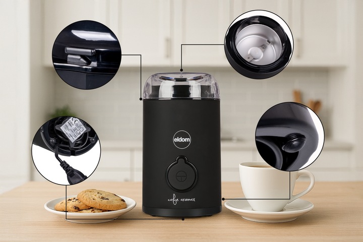 Elektryczny młynek do kawy MK90C beano Eldom czarny matowy 60g