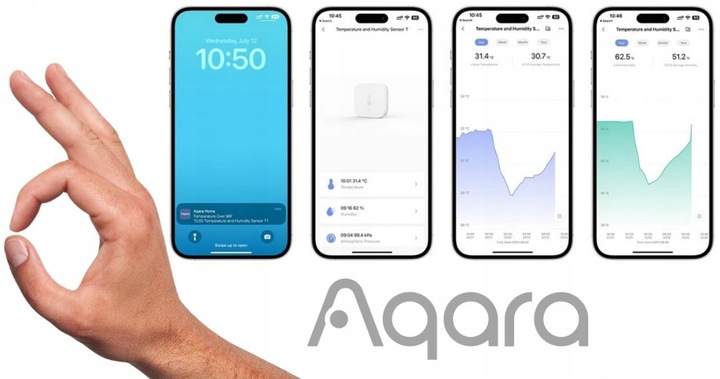 BATERYJNY CZUJNIK TEMPERATURY WILGOTNOŚCI Aqara T1 ZigBee 3.0 Apple