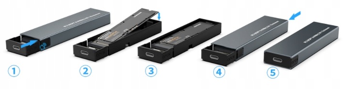 Obudowa na dysk SSD NVME/SATA PCIe M.2 USB-C Gen2 Kieszeń Adapter dysku M2