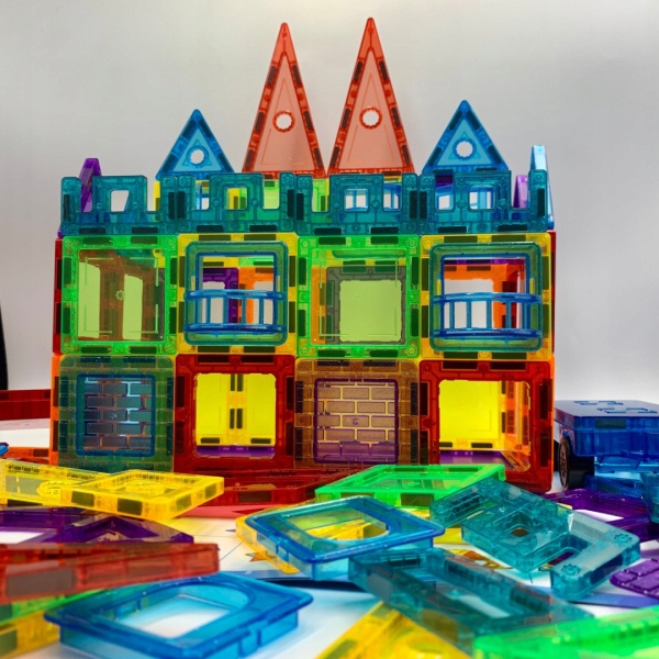 KLOCKI MAGNETYCZNE DUŻE PANELE EDUKACYJNE KONSTRUKCYJNE ZESTAW KARUZELA