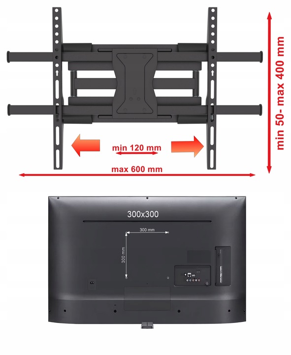 Extra Mocny Uchwyt do Telewizora 43-90 cali 70kg Wieszak TV