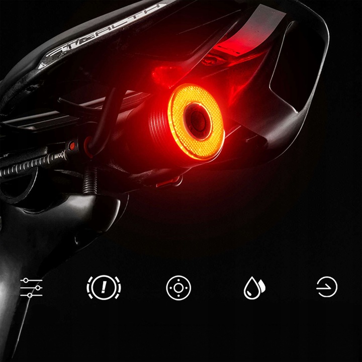 ROCKBROS MOCNA LAMPKA ROWEROWA TYLNA INTELIGENTNY SYSTEM STOP HAMOWANIE