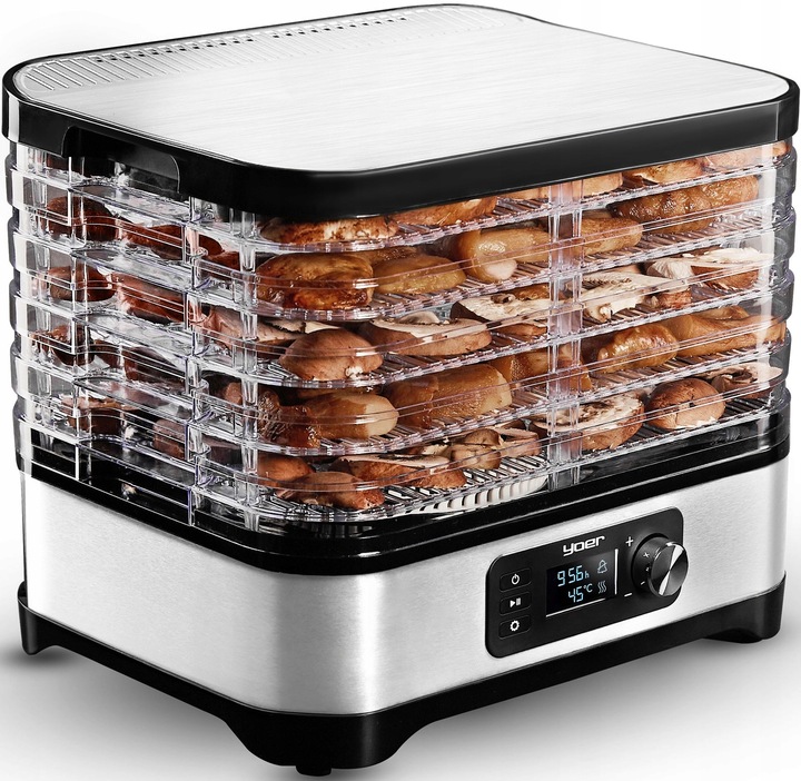 DUŻA Suszarka do Grzybów Owoców Warzyw Yoer INOX +Termoobieg 450W +Timer