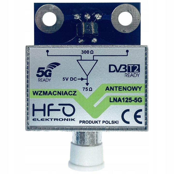 WZMACNIACZ ANTENOWY DOPUSZKOWY HFO LNA125-5G BEZ ZAKŁÓCEŃ TV DVB-T2