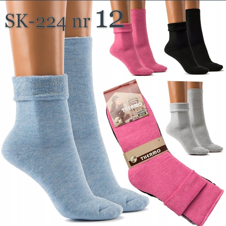 Skarpety damskie BAWEŁNIANE BEZUCISKOWE TERMICZNE CIEPŁE 39-42