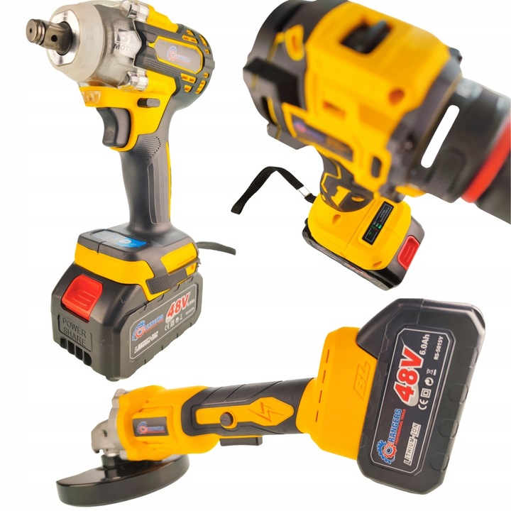 Zestaw narzędzi akumulatorowych 3W1 6Ah WKRĘTARKA SZLIFIERKA KLUCZ 48V