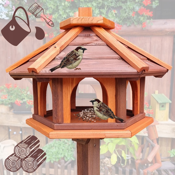 KARMNIK DLA PTAKÓW DUŻY DREWNIANY STOJĄCY DOMEK