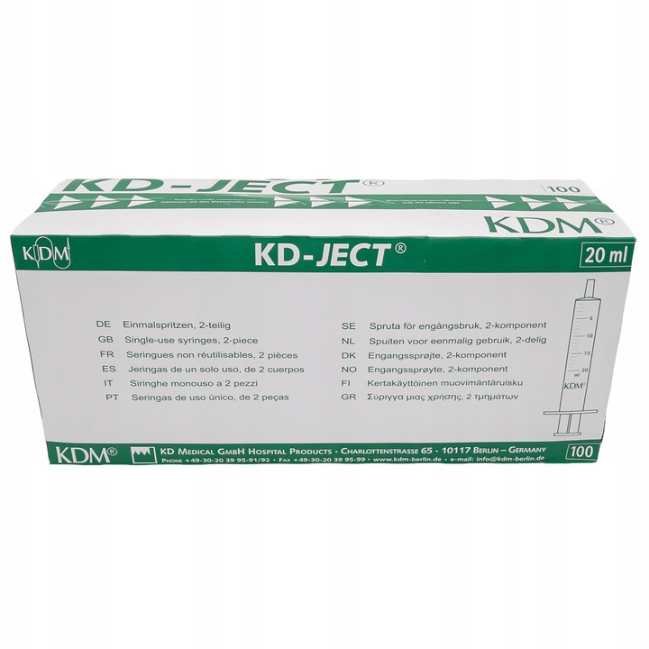 STRZYKAWKA STRZYKAWKI 20ML STERYLNE LUER DWUCZĘŚCIOWE KD-JECT KDM 100SZT
