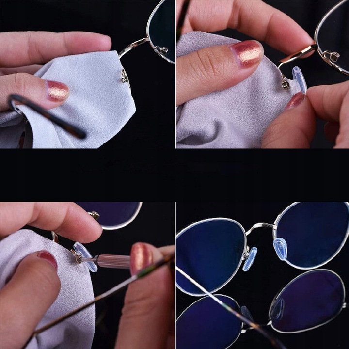 ZESTAW DO NAPRAWY OKULARÓW ŚRUBKI NOSKI SILIKONOWE 35 par nosków