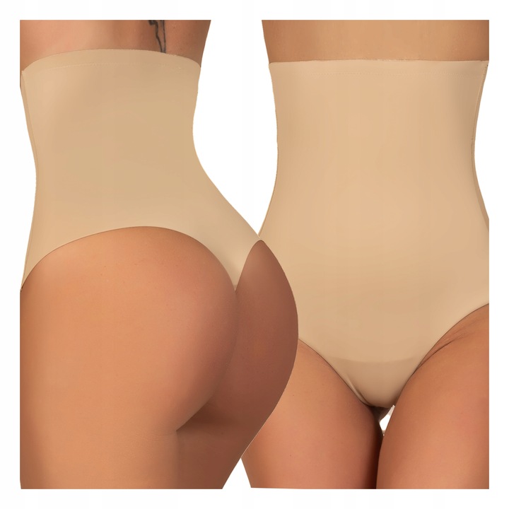 Wyszczuplające majtki STRINGI modelujące BRZUCH wysoki stan KORYGUJĄCE