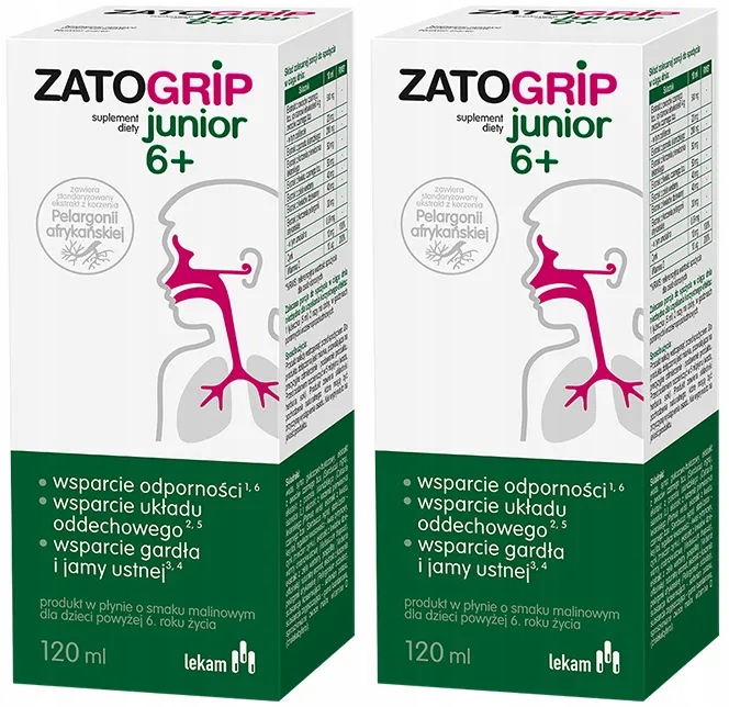Zatogrip Junior Czarny Bez Pelargonia Afrykańska Wspiera Odpornosć 120 ml