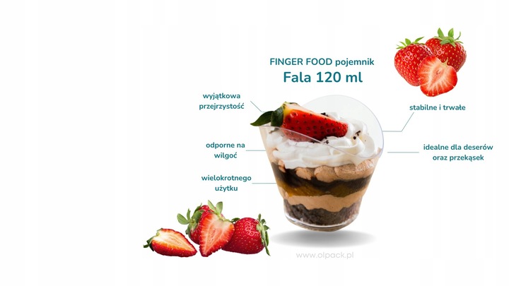 Pojemnik fingerfood pojemniki na desery przekąski fala 120 ml 24 szt.