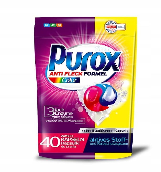 PUROX Color Kapsułki Tabletki Kostki Do Prania Kolor 40 sztuk