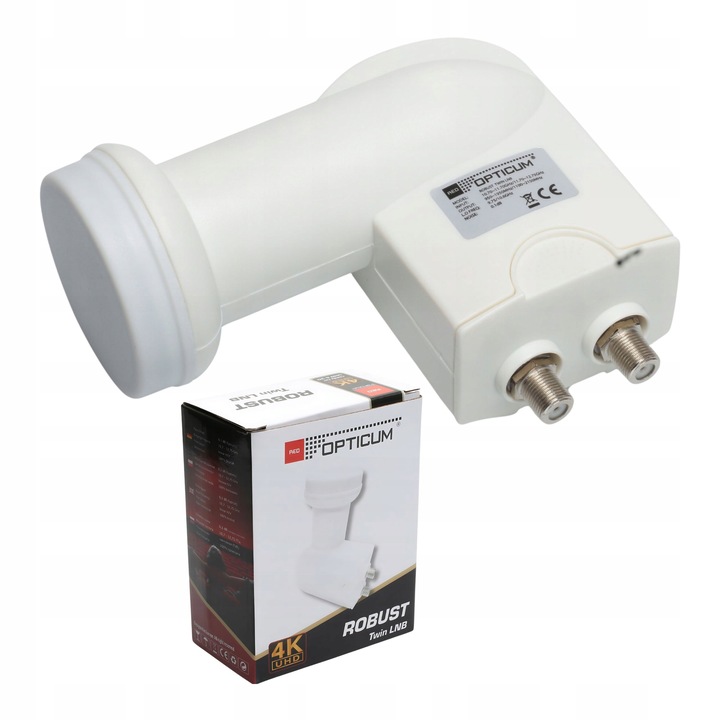 Konwerter Satelitarny Twin LNB 4K UHD Opticum Robust Mocny 01dB